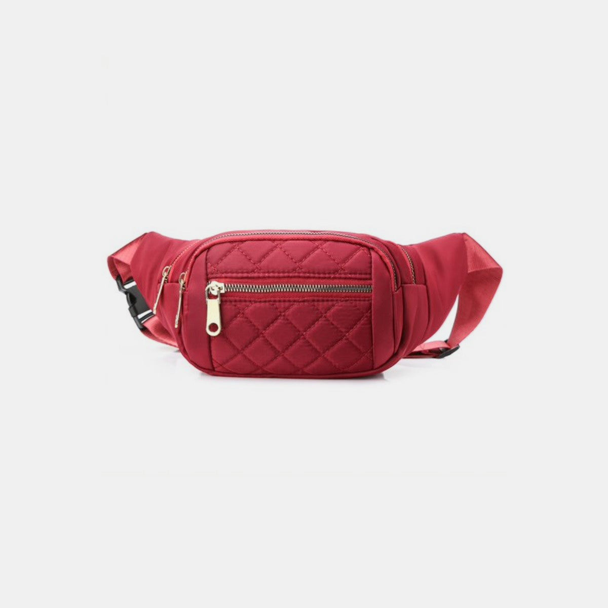 Zenana Quilted Multi Pocket Waist Belt Bag  Trendsi Red One Size 