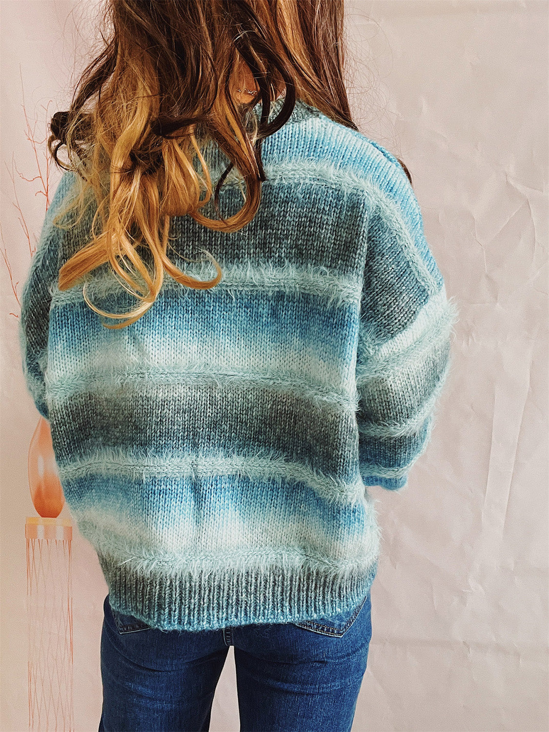 Striped Round Neck Long Sleeve Sweater  Trendsi   