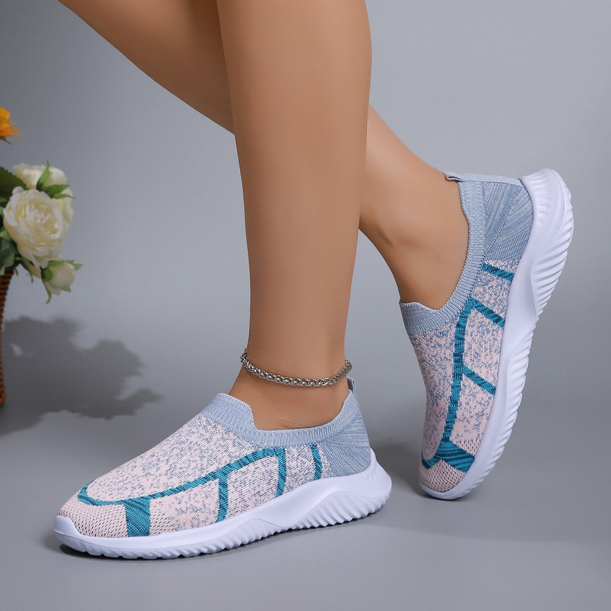 Breathable Mesh Round Toe Sneakers  Trendsi   