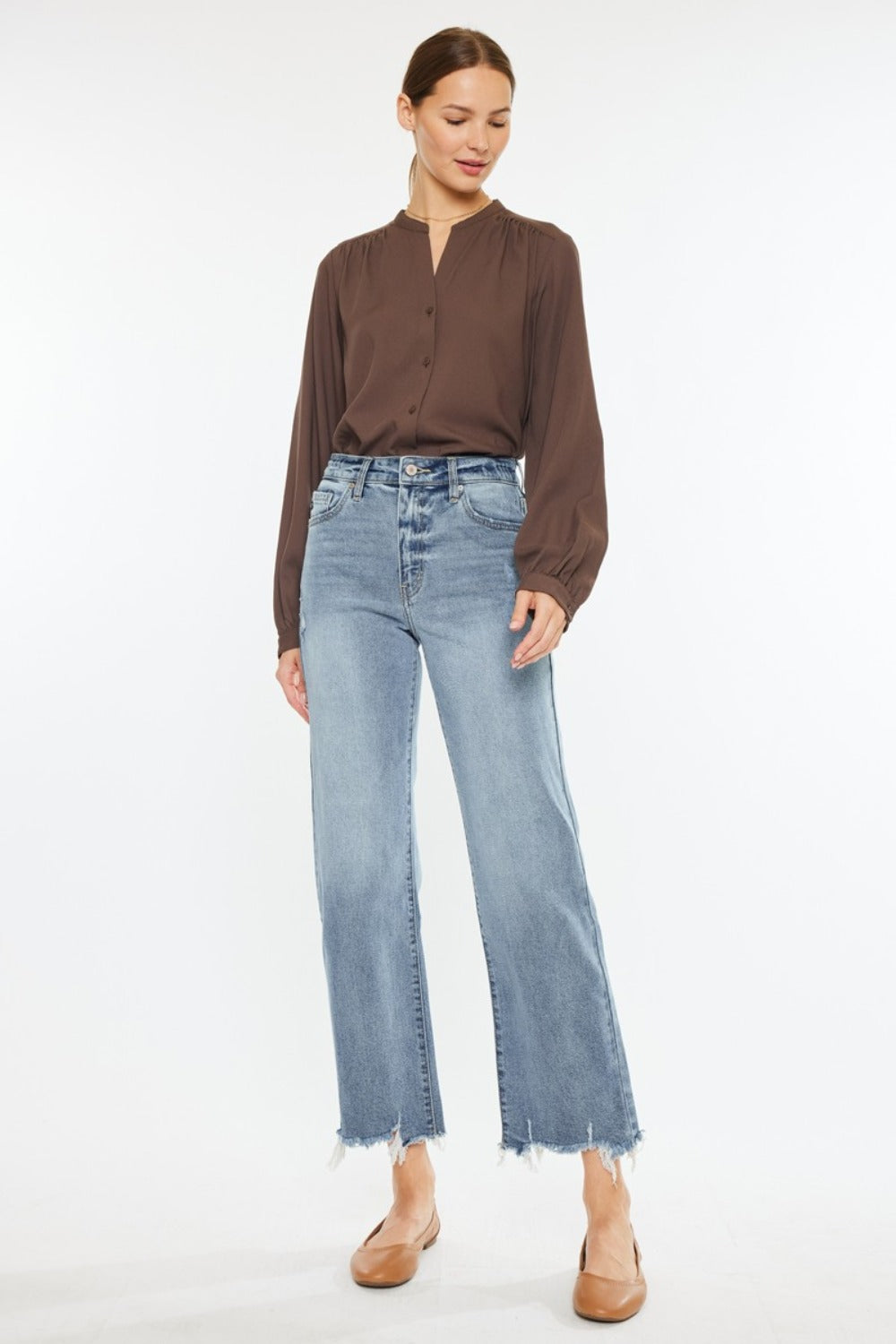 Kancan High Rise Slim Wide Leg Jeans  Trendsi   