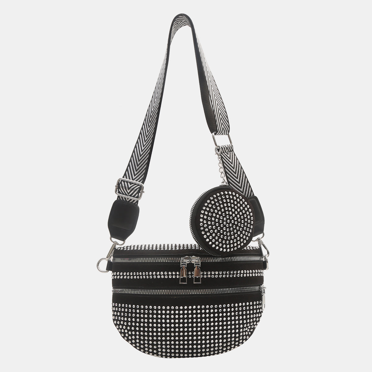 Studded Adjustable Strap Crossbody Bag  Trendsi Silver One Size 