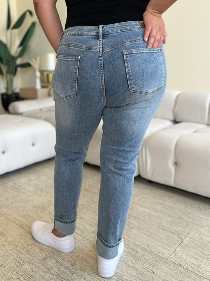 Judy Blue Full Size High Waist Cuff Hem Jeans  Trendsi   