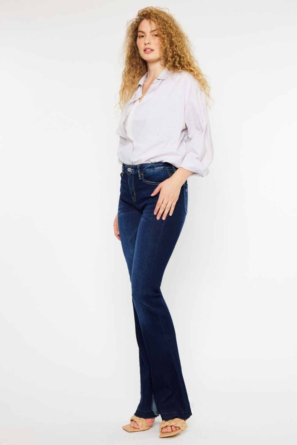 Kancan Mid Rise Slim Flare Jeans  Trendsi   