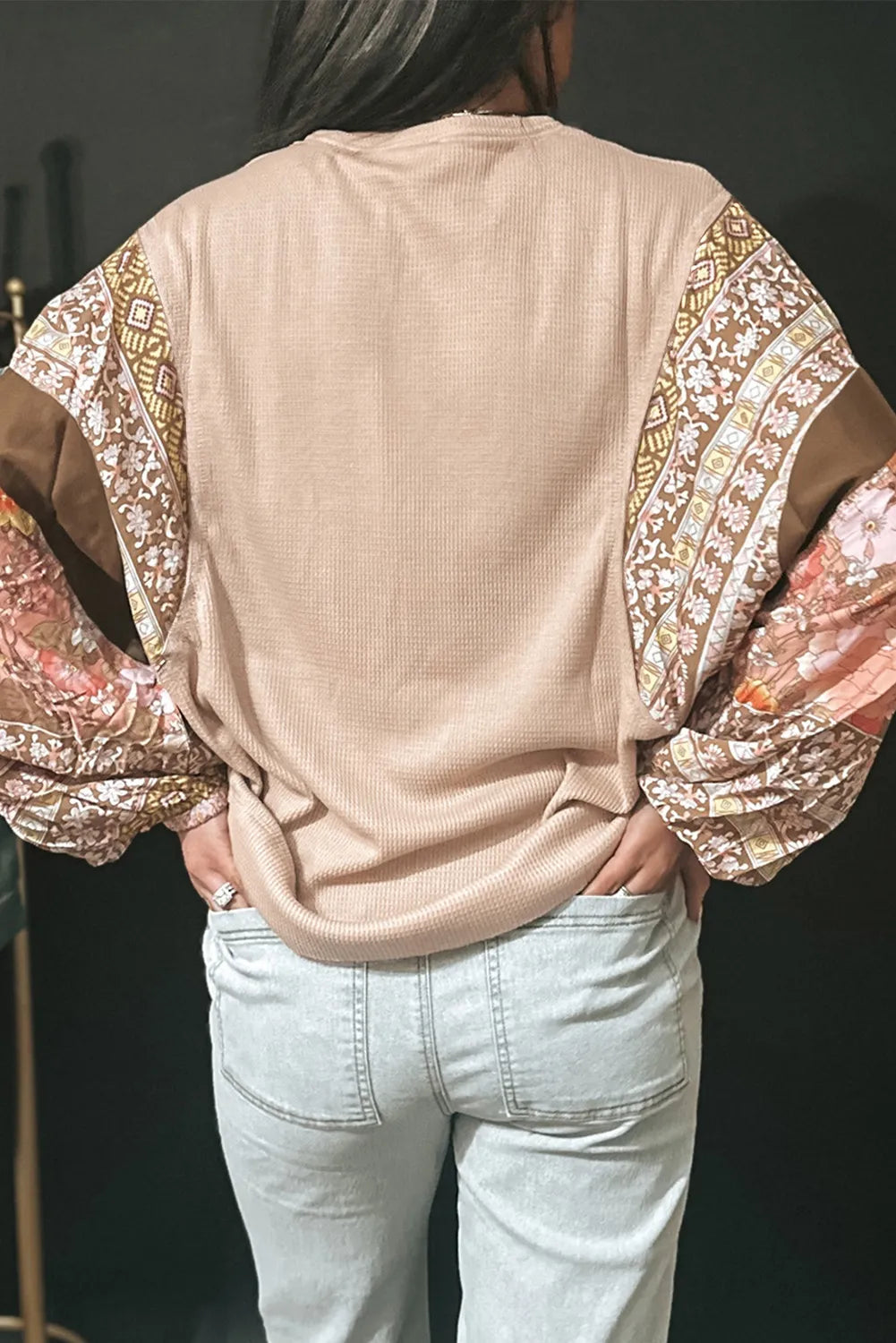 Printed Round Neck Long Sleeve Top  Trendsi   