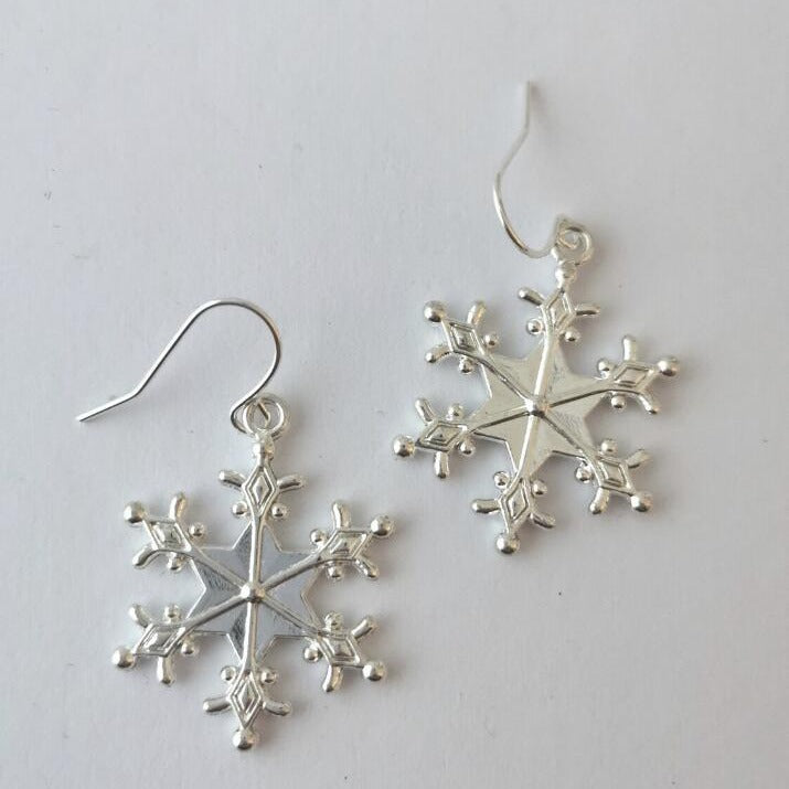 Silver-Plated Snowflakes Earrings  Trendsi   