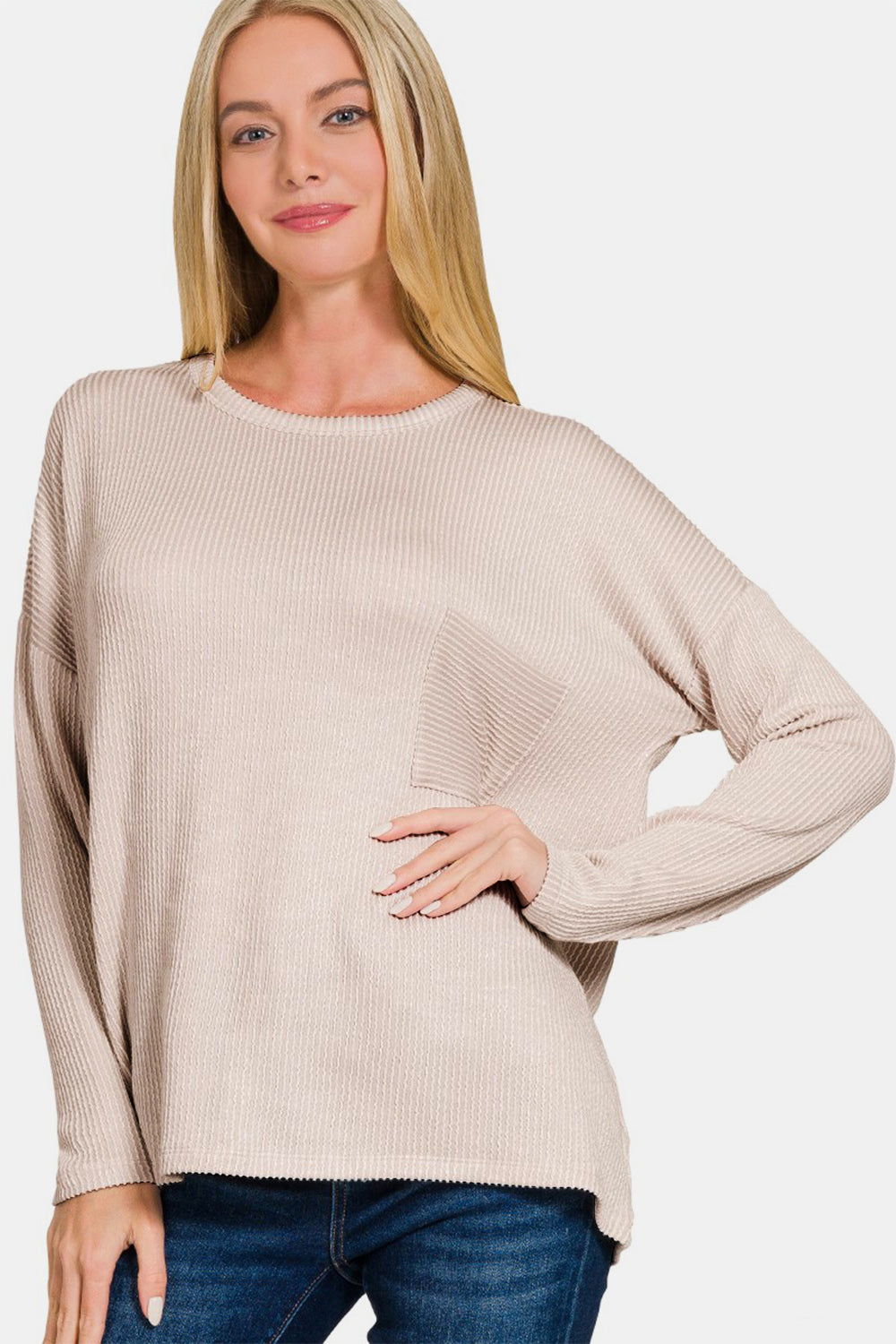 Zenana Ribbed Striped Long Sleeve T-Shirt  Trendsi   