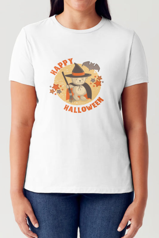 Simply Love Full Size HAPPY HALLOWEEN Short Sleeve Tubular T-Shirt T-Shirt Trendsi White S 