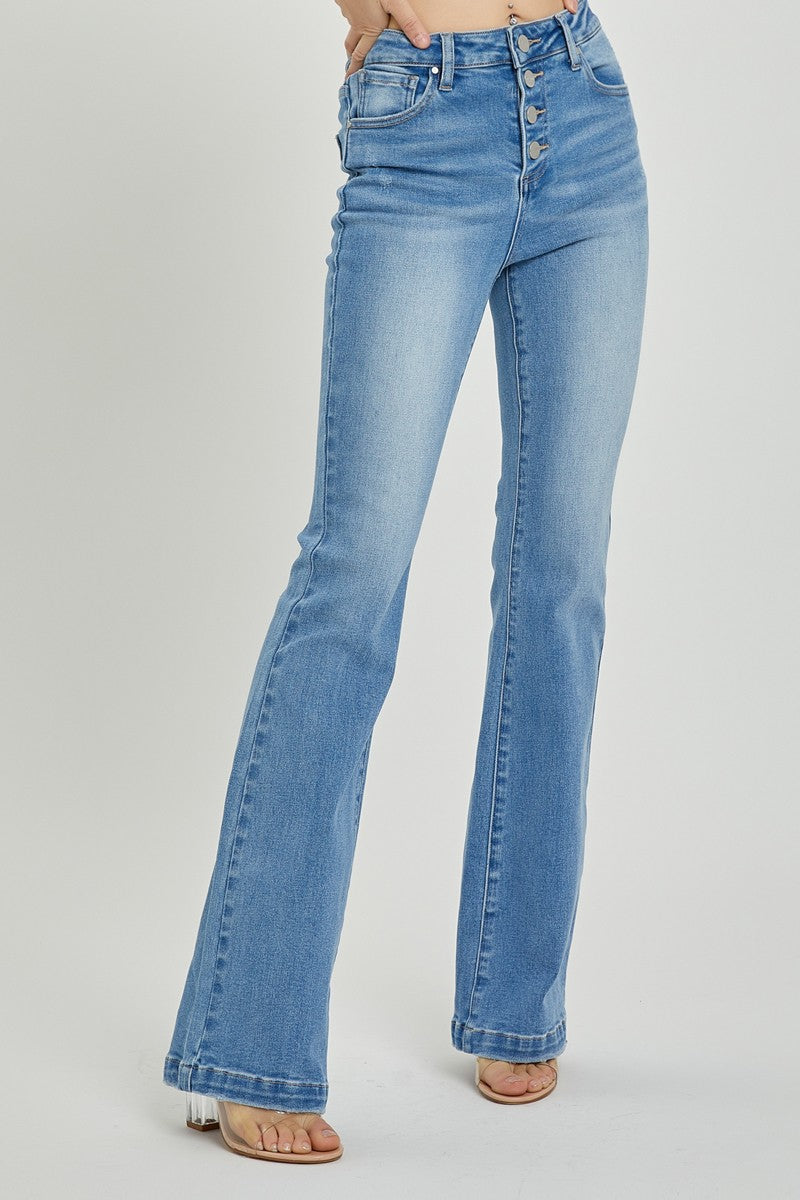 RISEN Full Size High Rise Button Fly Bootcut Jeans  Trendsi   