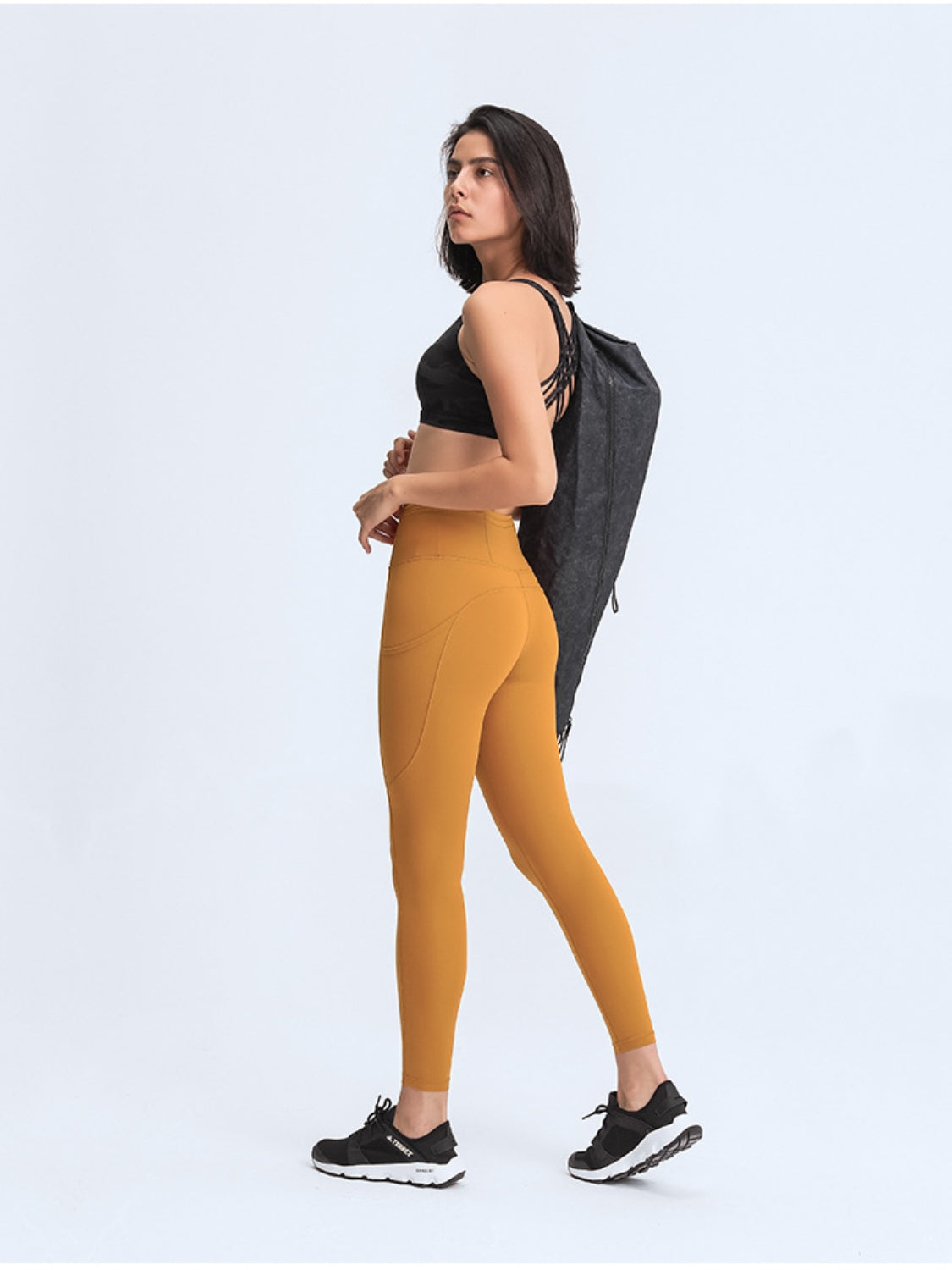 Millennia Wide Waistband Leggings with Pockets  Trendsi   