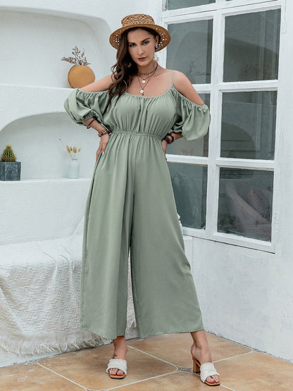 Spaghetti Strap Wide Leg Jumpsuit  Trendsi Sage 0XL 