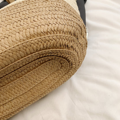 Contrast Straw Braided Handbag