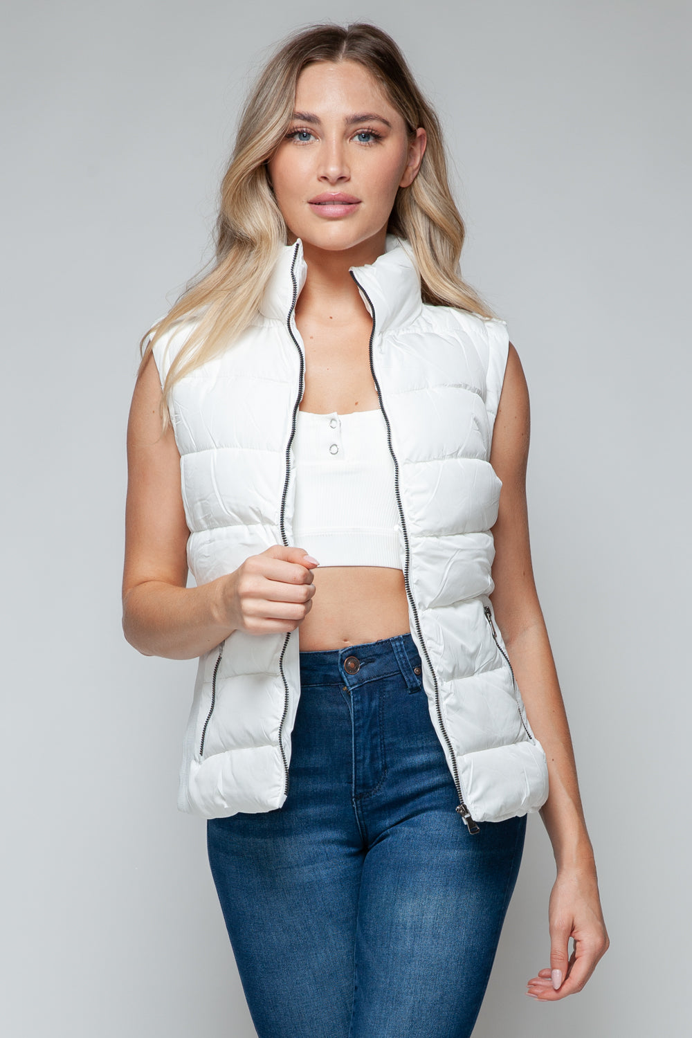 Snobbish Zip Up Turtleneck Vest with Pockets  Trendsi   