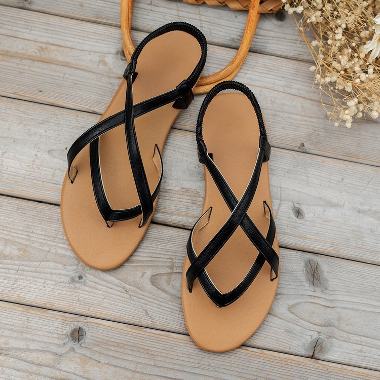 PU Leather Crisscross Flat Sandals  Trendsi   