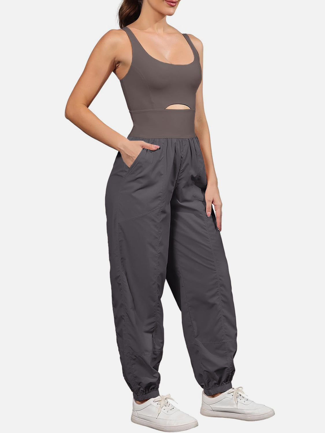 Cutout Scoop Neck Wide Strap Jumpsuit  Trendsi   