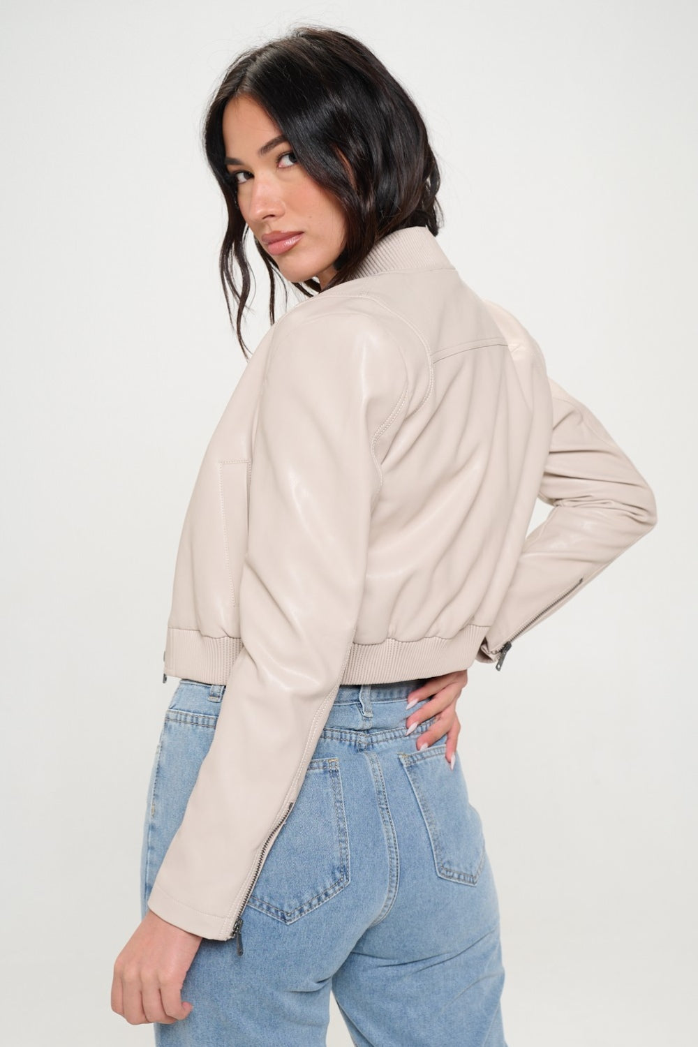 Coalition LA Zip Up Cropped Bomber Jacket  Trendsi   