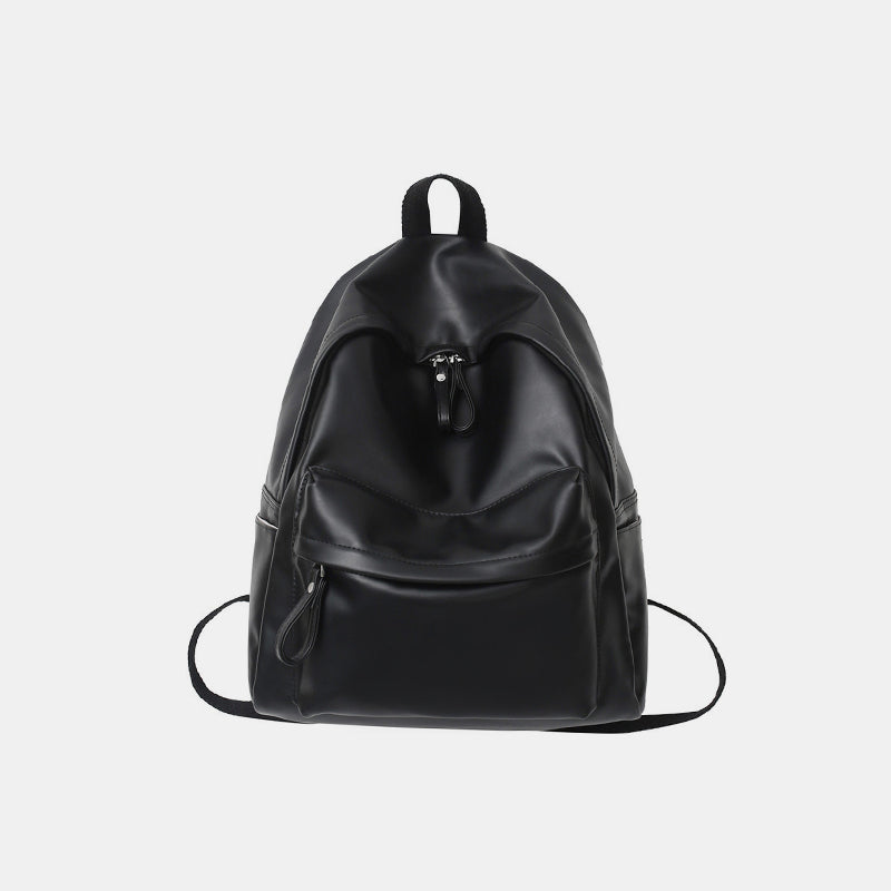 PU Leather Zip Backpack Bag  Trendsi Black One Size 