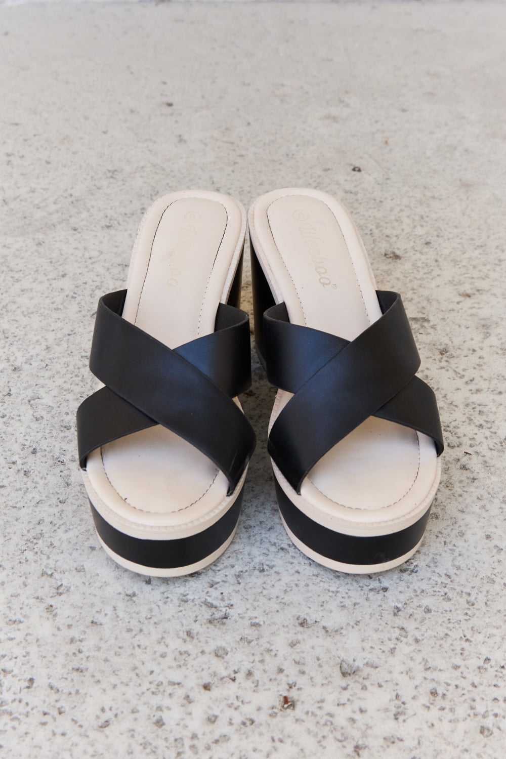 Weeboo Cherish The Moments Contrast Platform Sandals in Black  Trendsi   