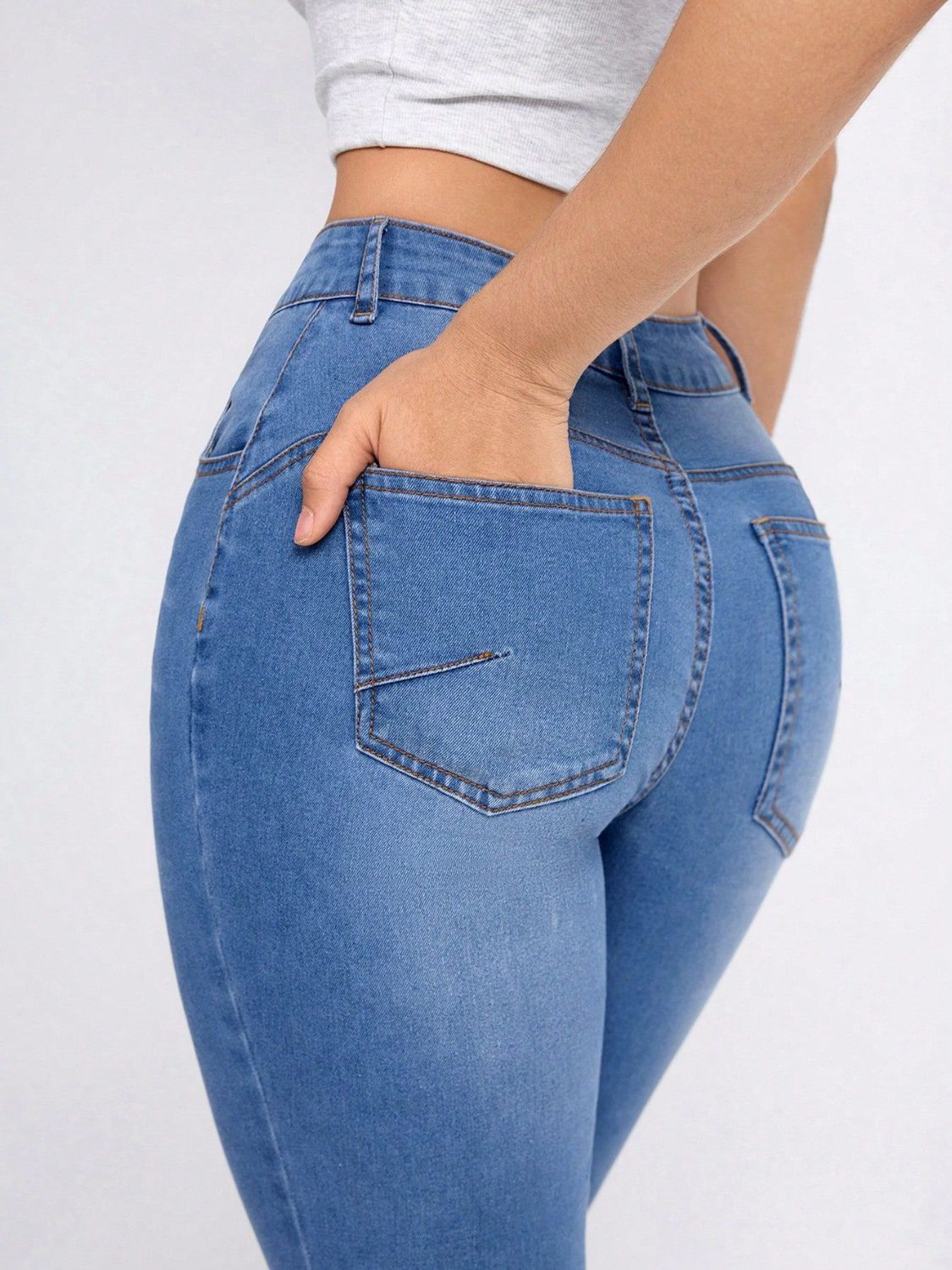 High Rise Skinny Jeans with Pockets  Trendsi   