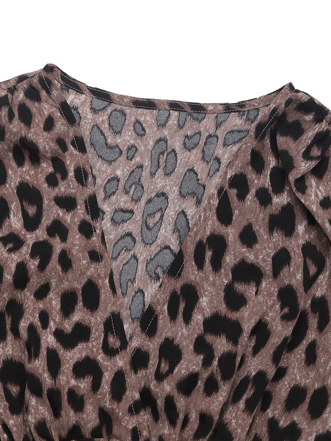 Perfee Leopard Surplice Long Sleeve Midi Dress  Trendsi   