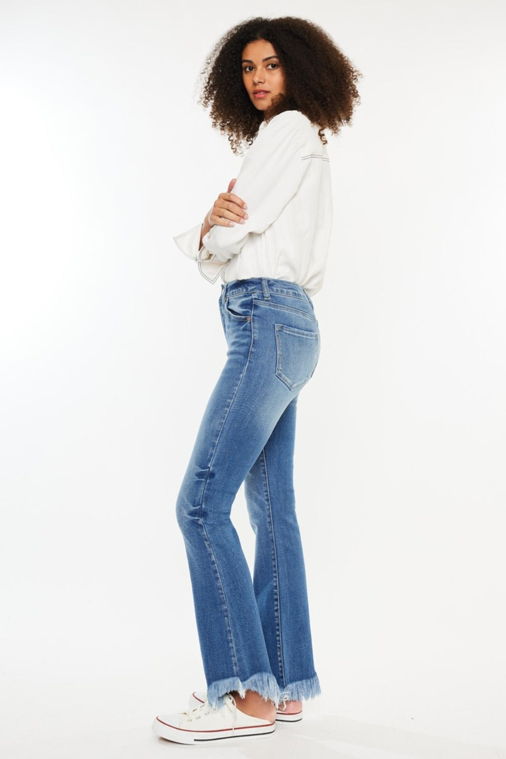 Kancan High Rise Frayed Hem Jeans  Trendsi   