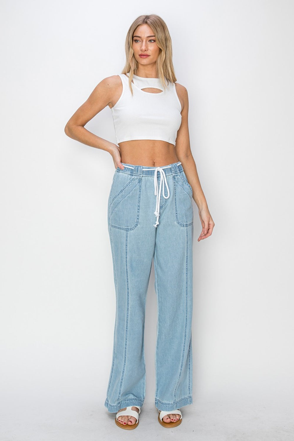 RISEN High Rise Straight Jeans  Trendsi   