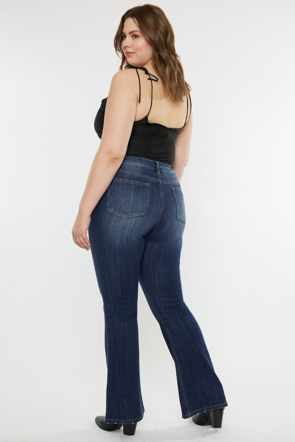 Kancan Full Size Mid Rise Slim Flare Jeans  Trendsi   