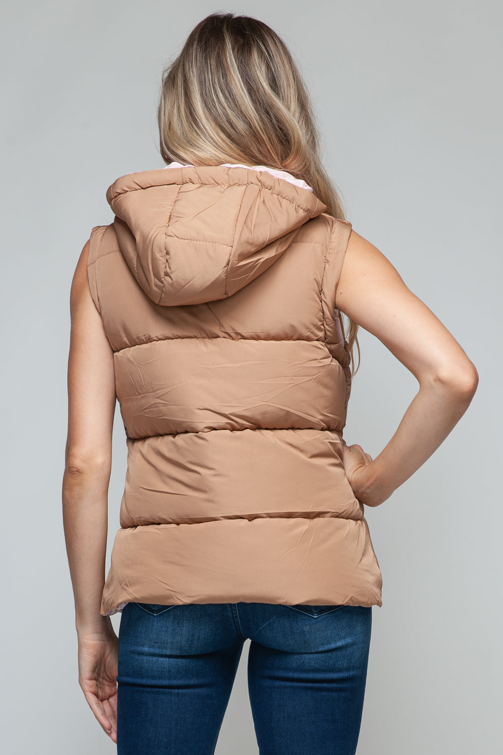 Snobbish Snap and Zip Closure Hooded Vest  Trendsi   