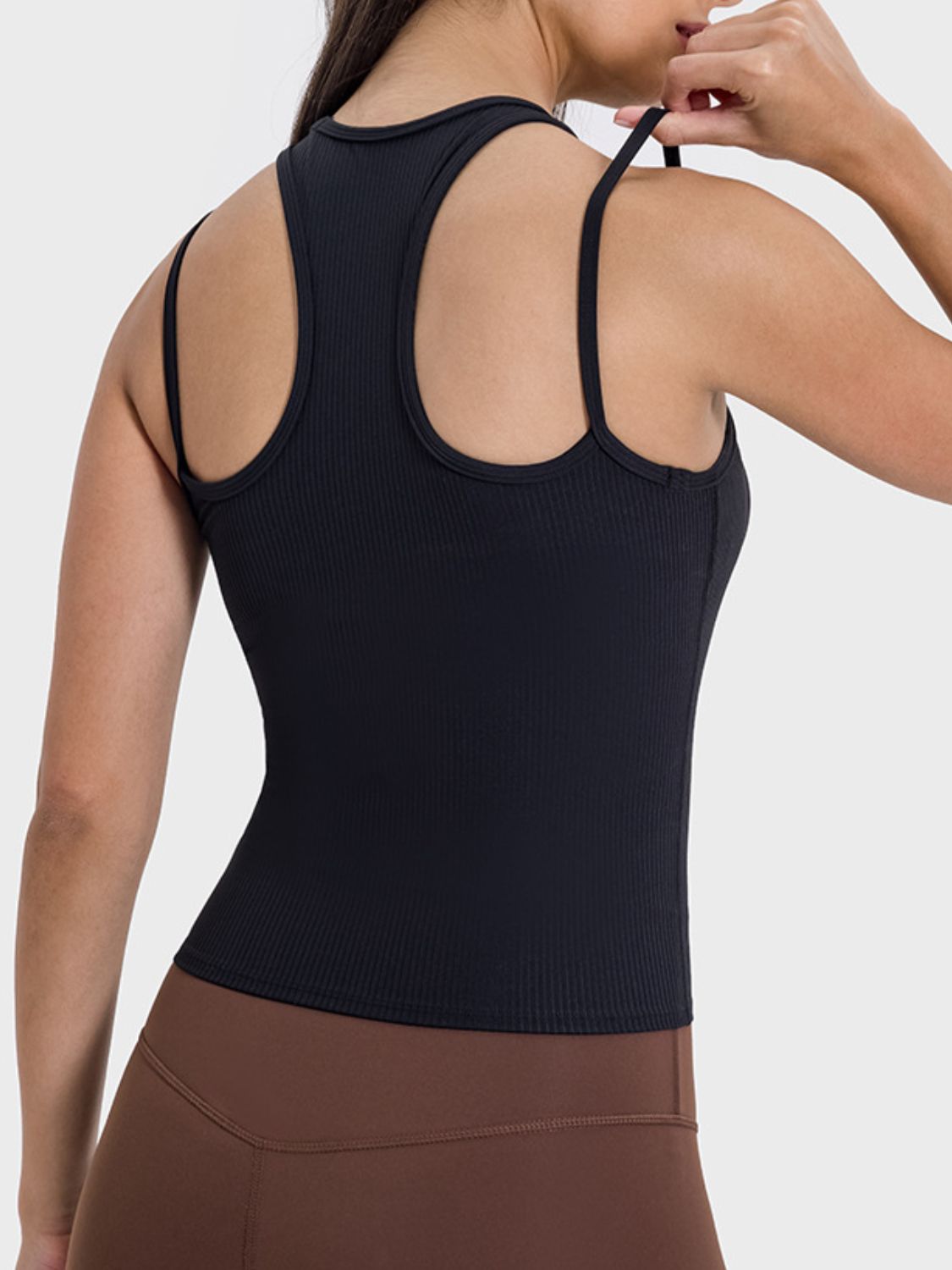 Millennia Cutout Round Neck Racerback Active Tank  Trendsi   