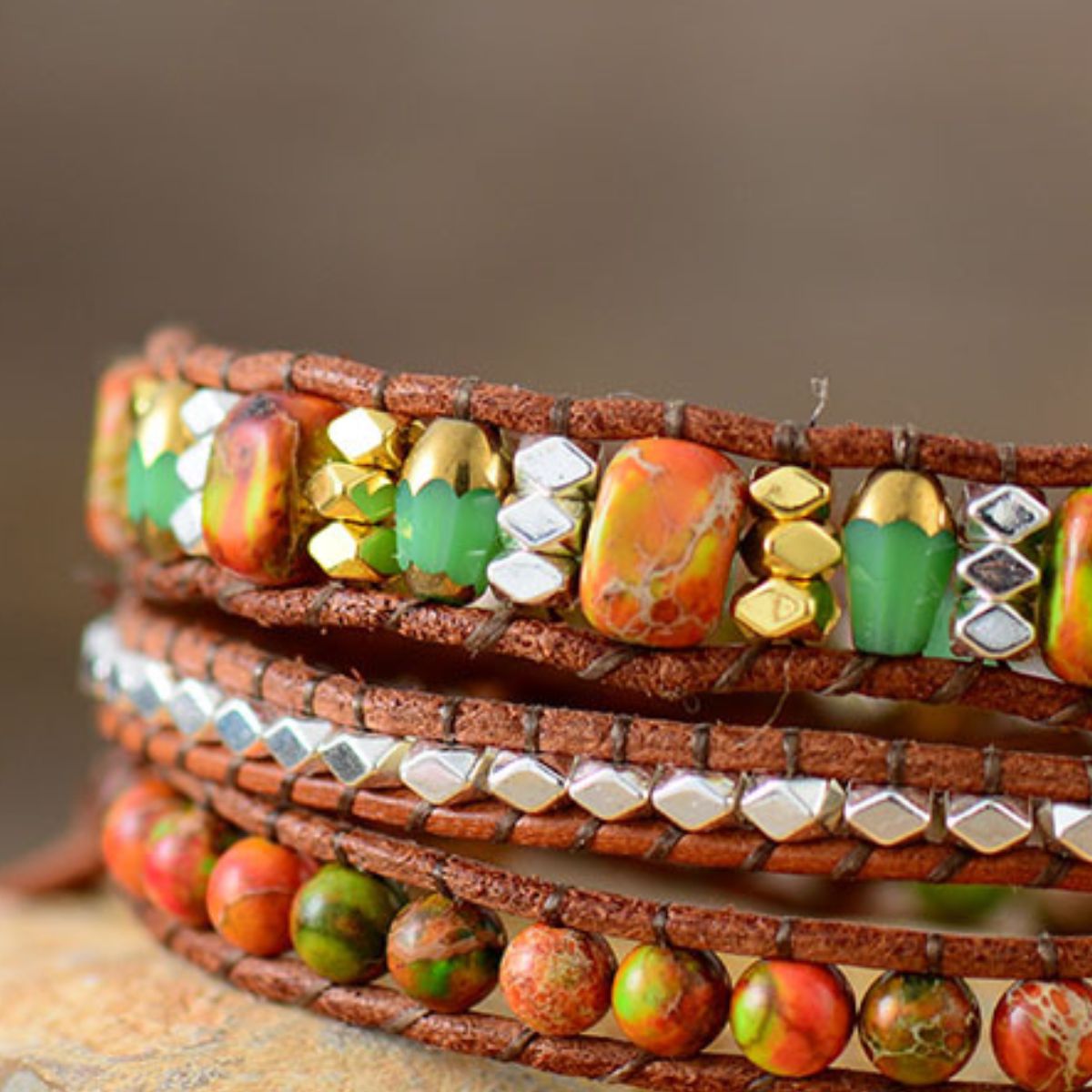 Natural Stone Woven Bracelet  Trendsi   