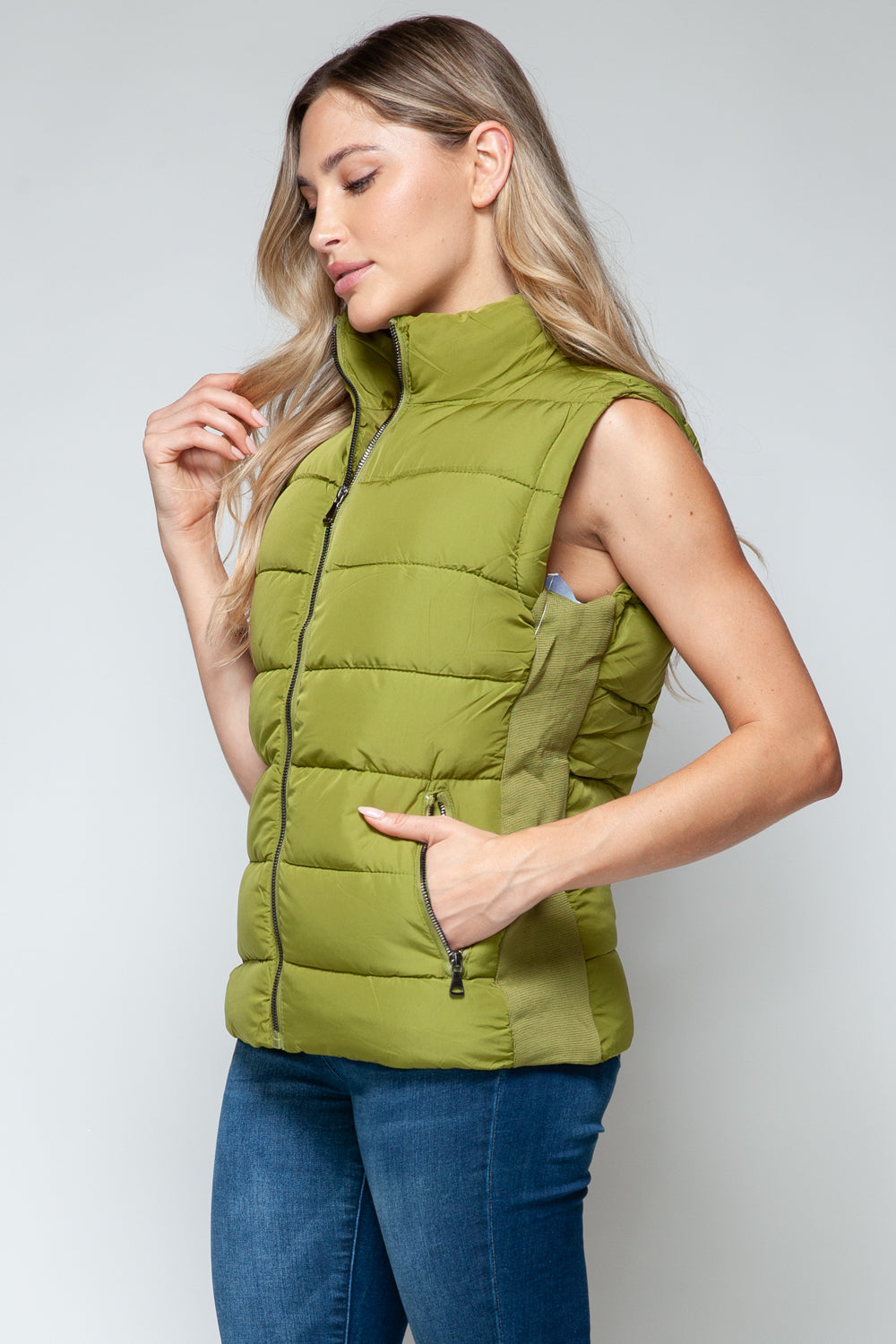 Snobbish Zip Up Turtleneck Vest with Pockets  Trendsi   