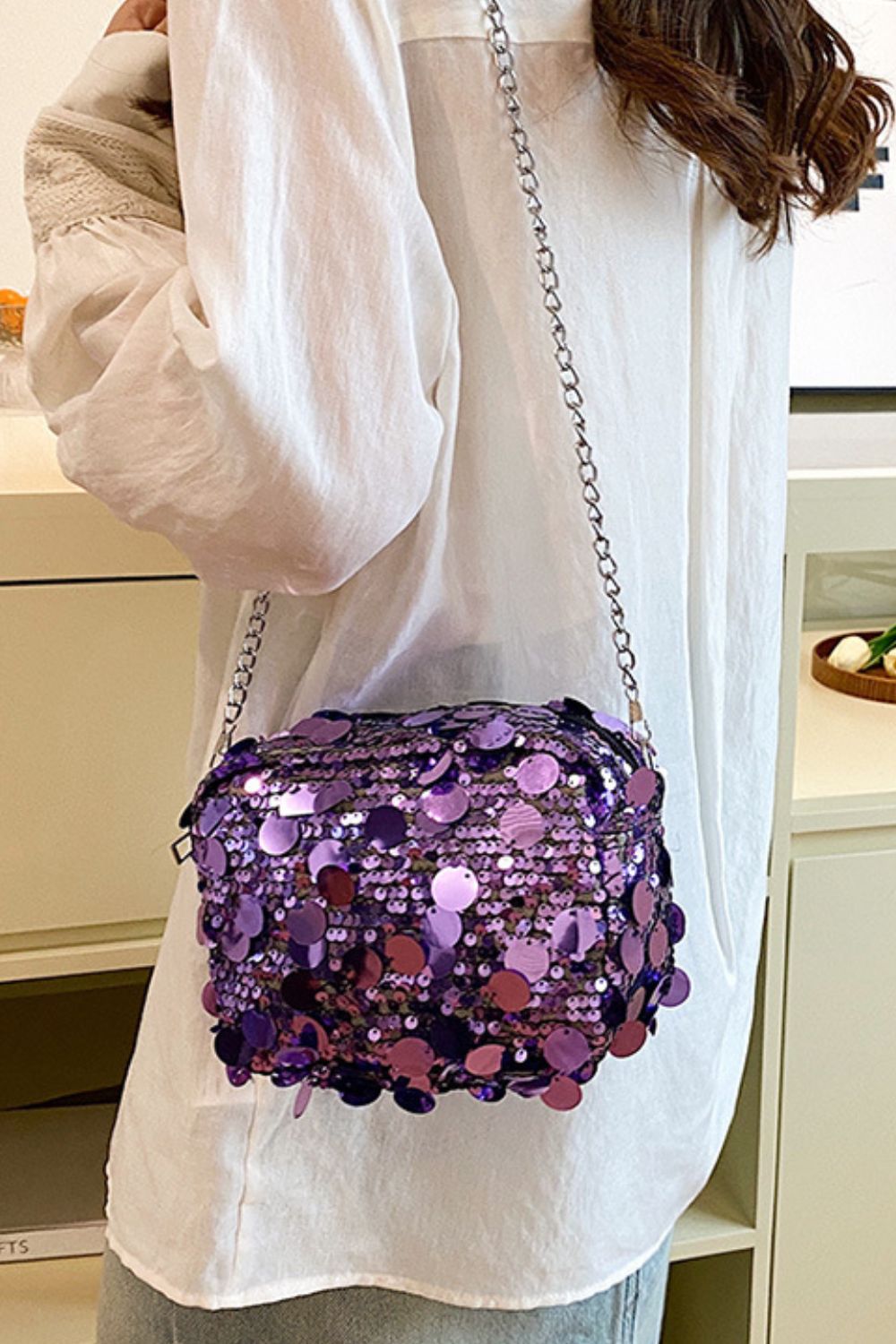 Sequin Chain Shoulder Bag Bag Trendsi   