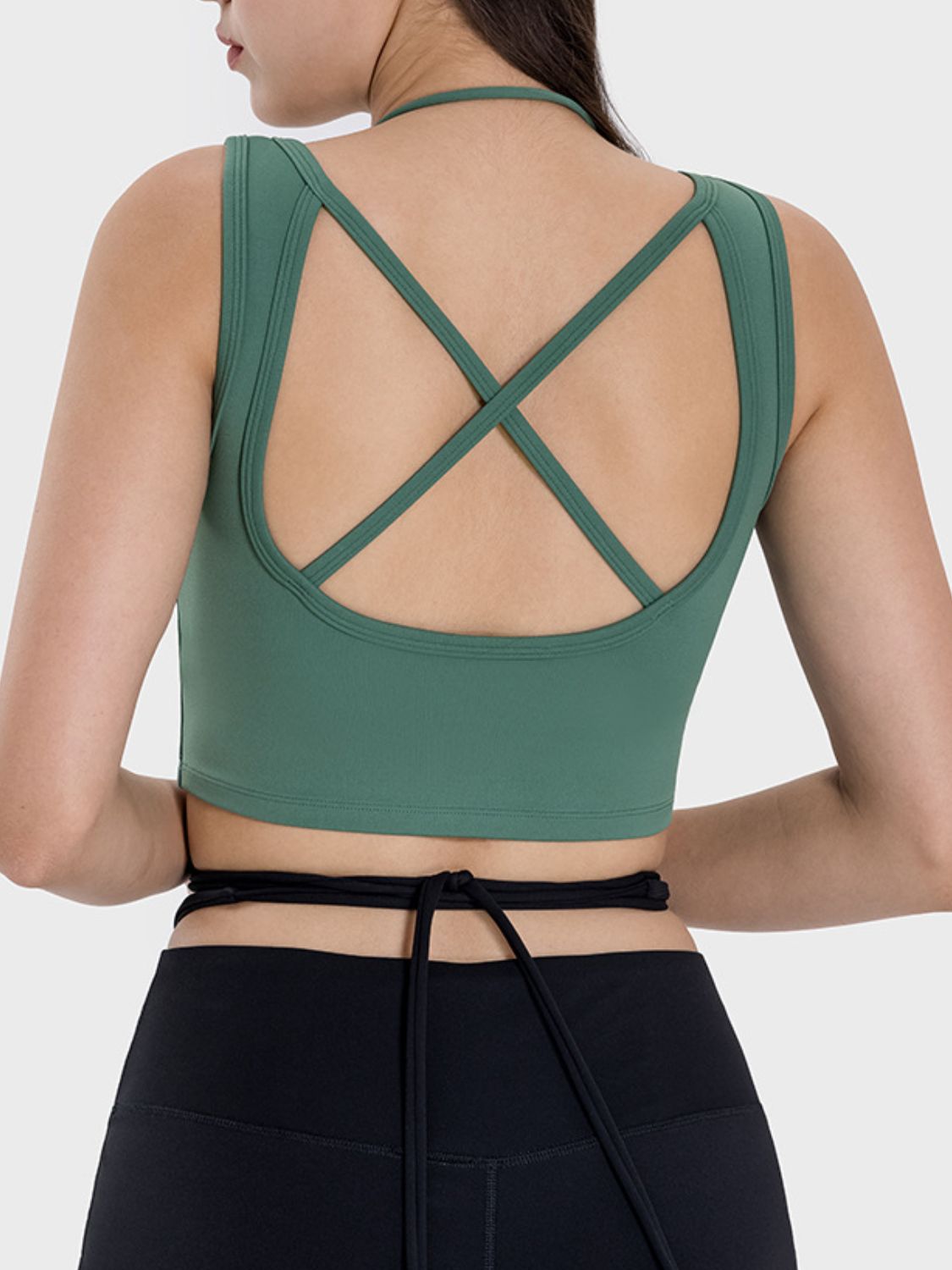 Millennia Crisscross Square Neck Active Tank  Trendsi   