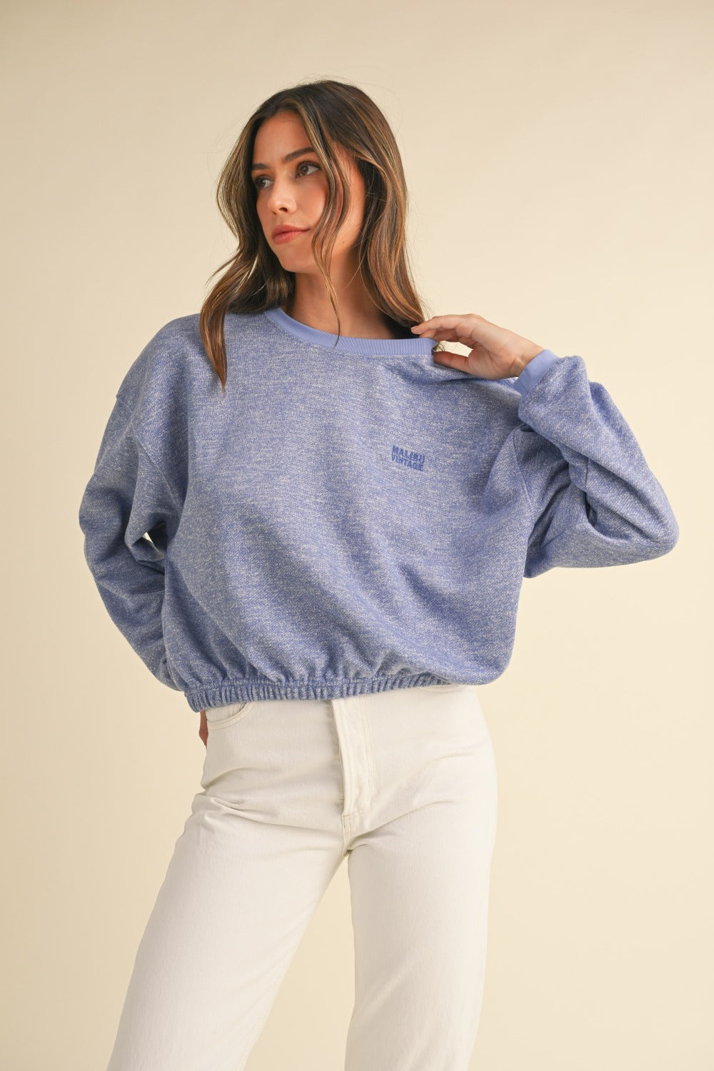 Mable Round Neck Letter Embroidery Crop Sweatshirt  Trendsi Blue Purple S 