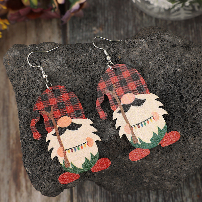 Wooden Pointed Hat Gnome Earrings  Trendsi   