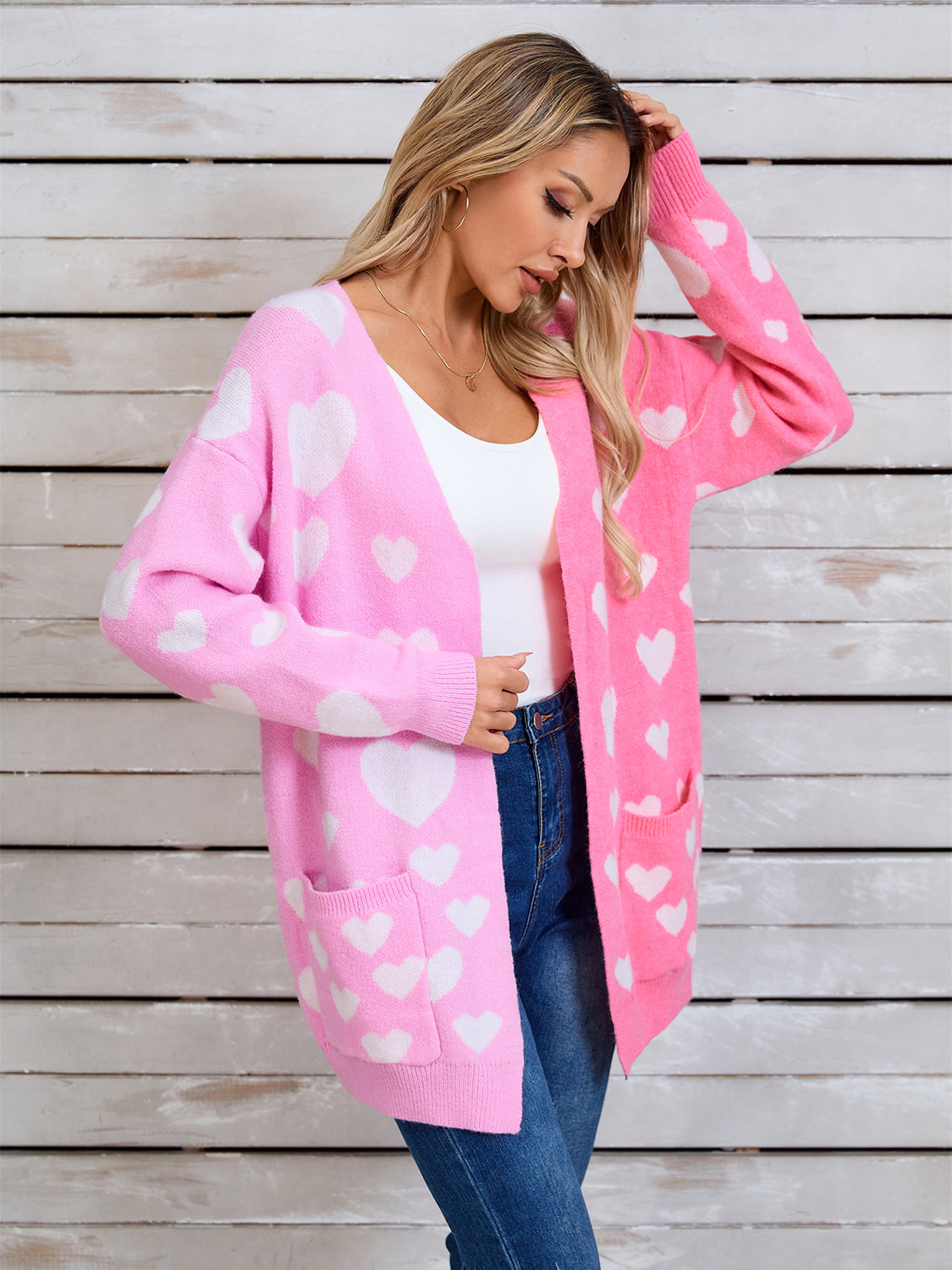 Angel Wings Heart Open Front Long Sleeve Cardigan  Trendsi   