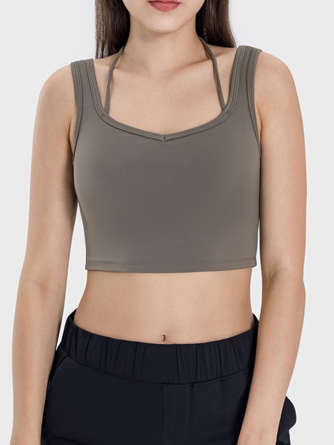 Millennia Crisscross Square Neck Active Tank  Trendsi   