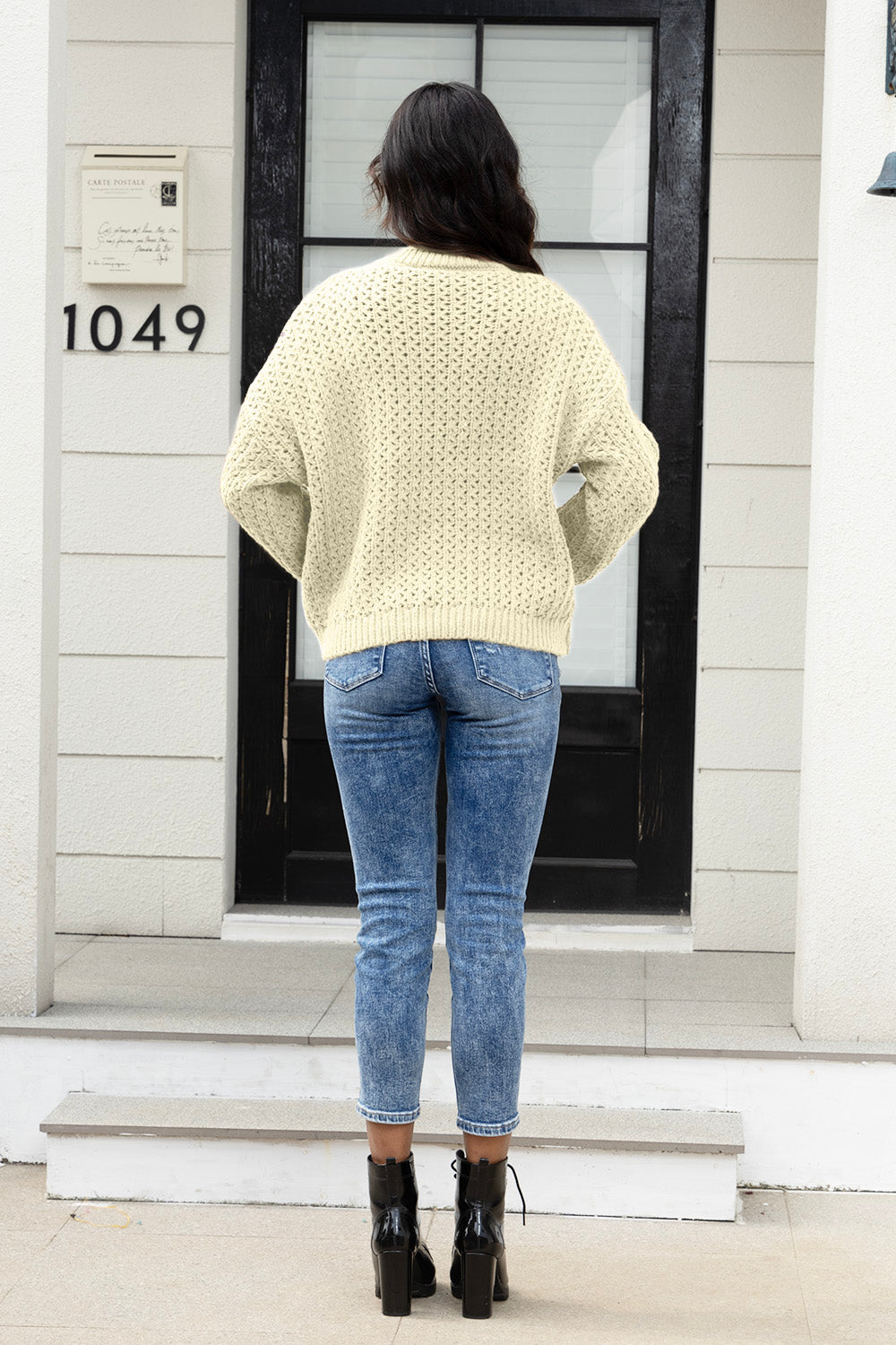 Round Neck Long Sleeve Sweater  Trendsi   