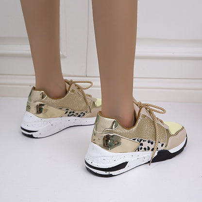 Lace-Up Round Toe Platform Sneakers