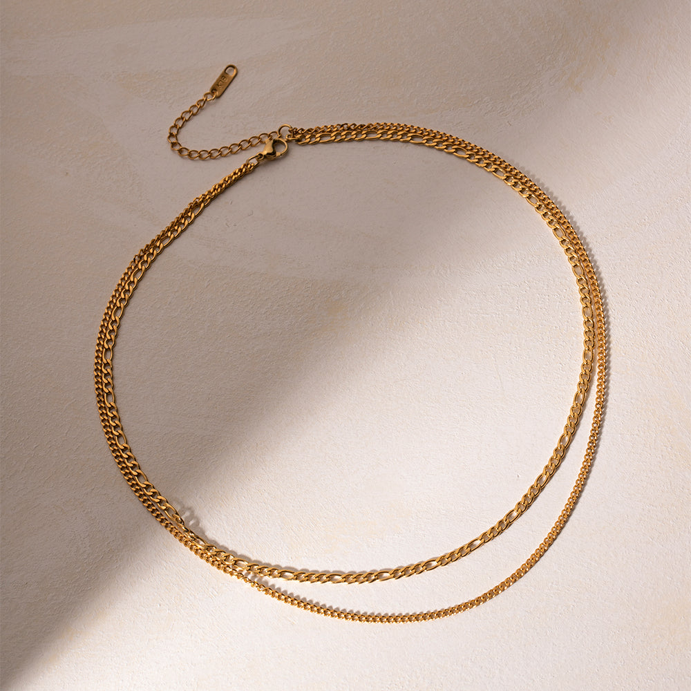 Stainless Steel Double-Layered Necklace  Trendsi   