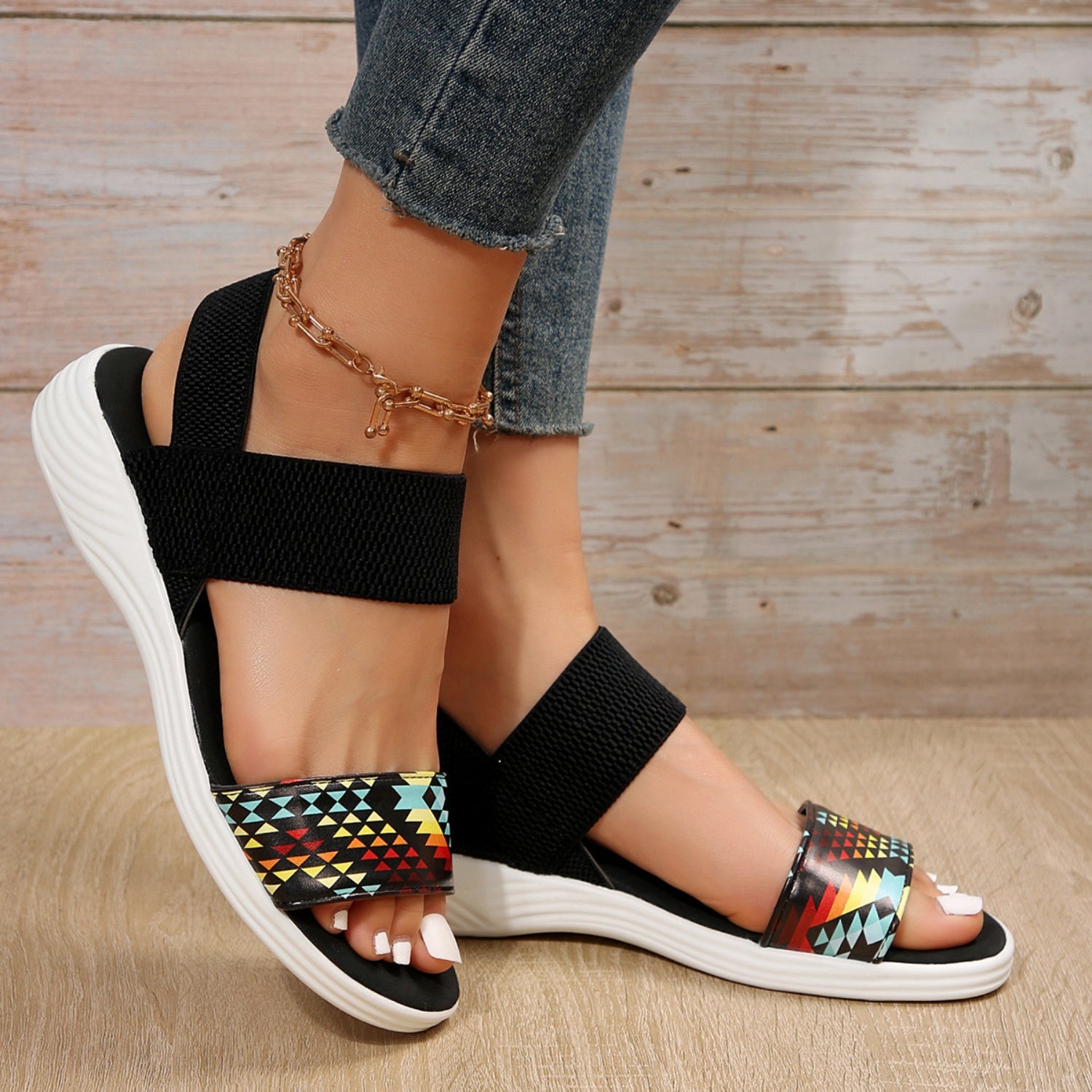 PU Leather Open Toe Low Heel Sandals  Trendsi   