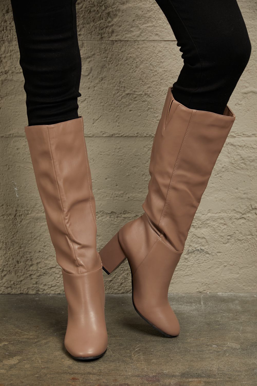 East Lion Corp Block Heel Knee High Boots  Trendsi   