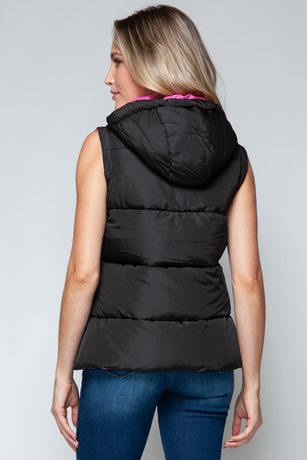 Snobbish Snap and Zip Closure Hooded Vest  Trendsi   