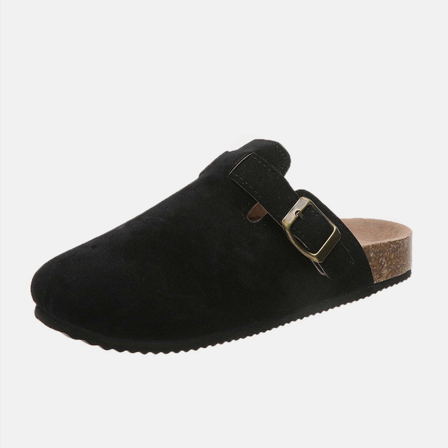 Suede Closed Toe Buckle Slide  Trendsi Black 6 