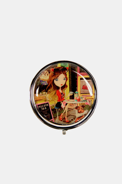 Nicole Lee USA Print Metallic Circular Large Pill Case Luxe Trendsi Cupcake Girl One Size 