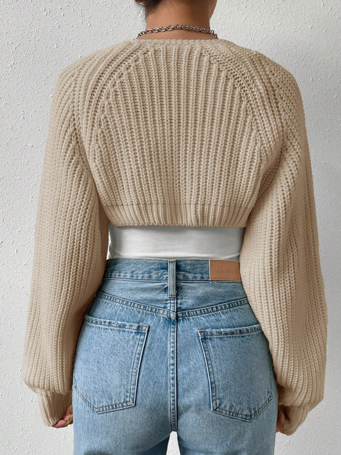 Honey Open Front Long Sleeve Cropped Cardigan  Trendsi   