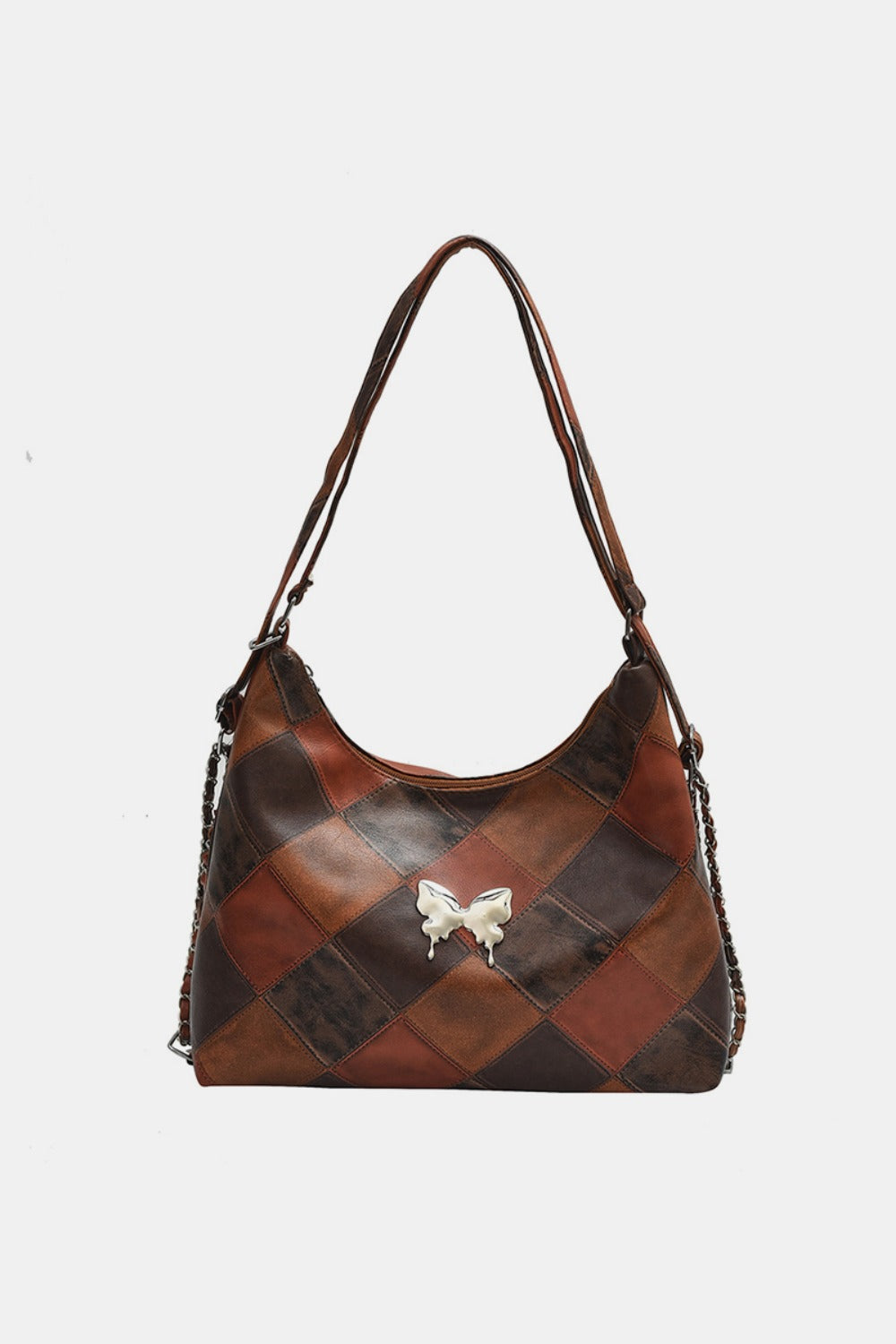 PU Leather Color Block Shoulder Bag Bag Trendsi Brown One Size 