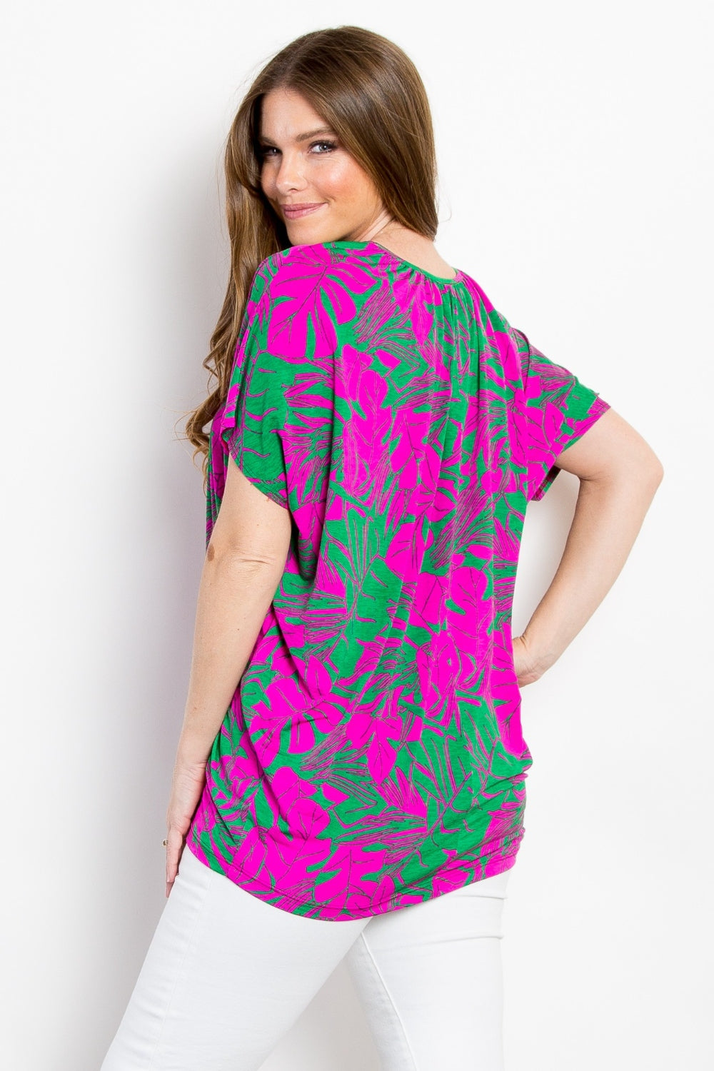 Be Stage Contrast Printed Short Sleeve Top  Trendsi   