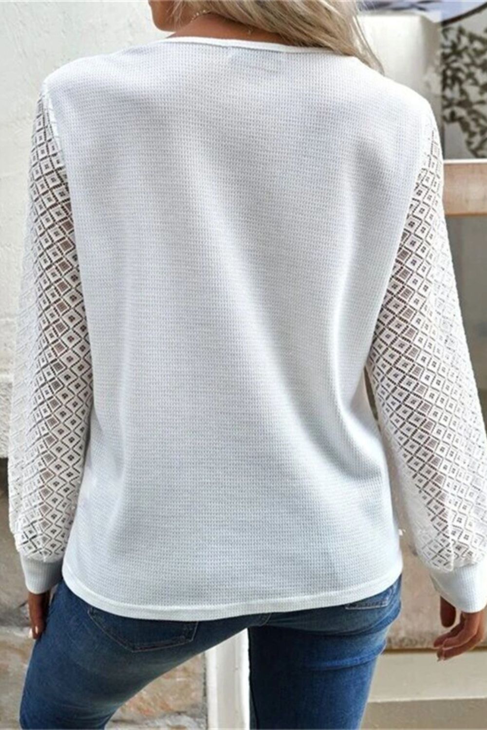 Decorative Button V-Neck Long Sleeve T-Shirt  Trendsi   