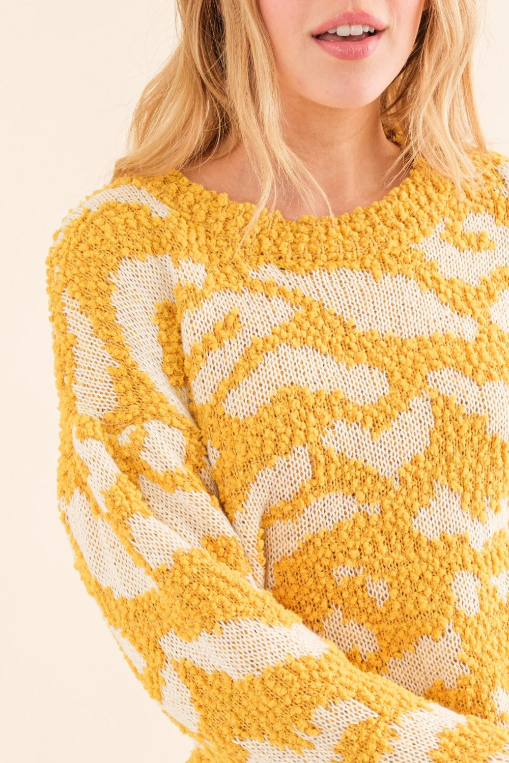 And The Why Full Size Textured Pattern Contrast Sweater Luxe Trendsi   