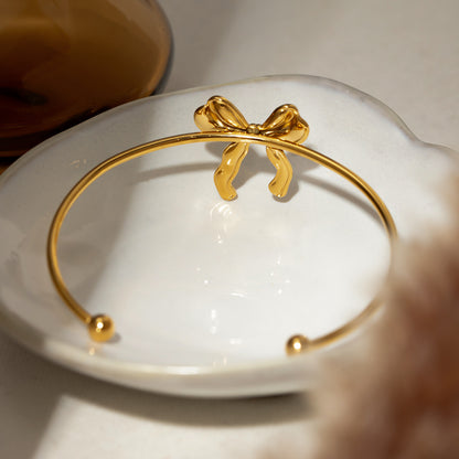 18K Gold-Plated Stainless Steel Bow Bracelet  Trendsi   